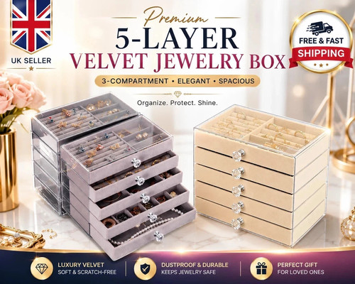 Layer velvet jewellery box 3 - velvet,