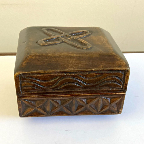 Carved wood jewellery box - carved,