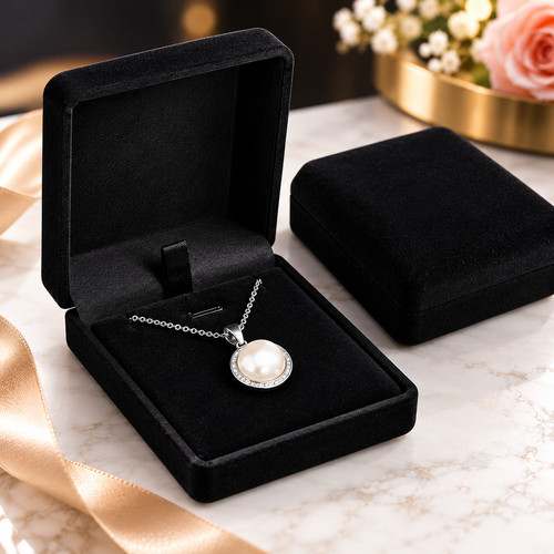 Velvet necklace box - necklace, pendant